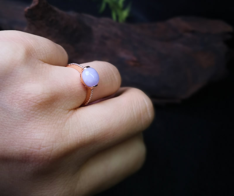 紫罗兰 翡翠 镶嵌 18K 真钻戒指