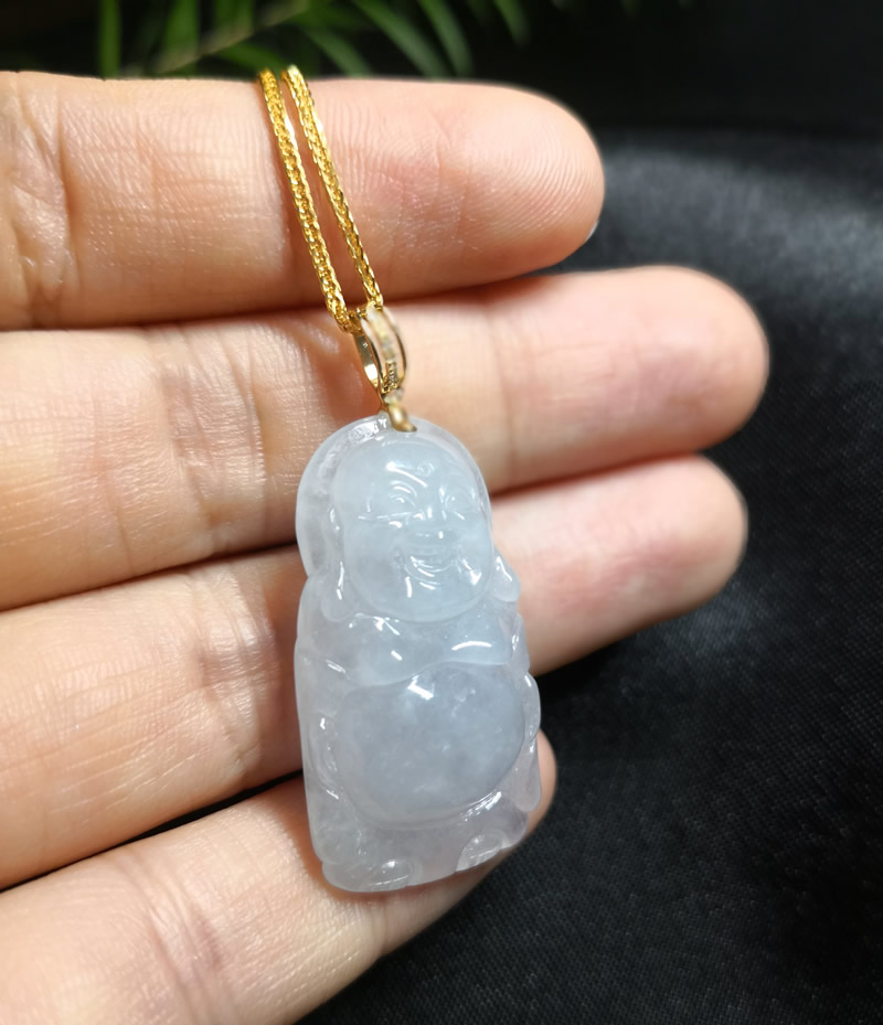 翡翠站佛18K镶嵌(不含链子)