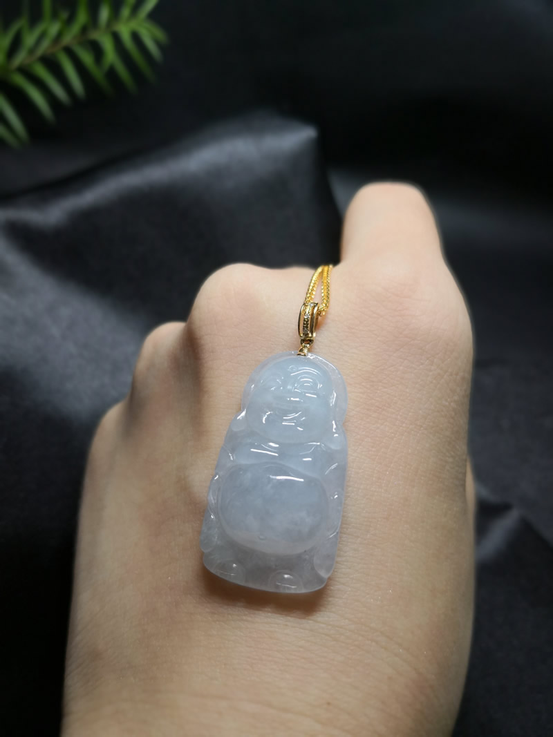翡翠站佛18K镶嵌(不含链子)